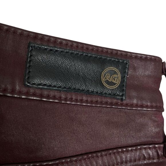 AG Adriano Goldschmied Pants Womens 27 Red Wine Legging Ankle Faux Leather NEW - Picture 10 of 13
